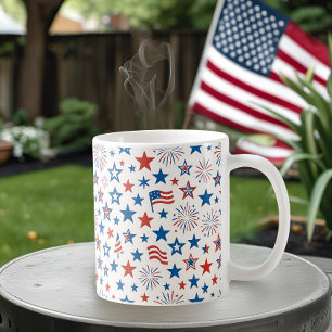 Mug 4 juillet Étoiles et Feux d'artifice