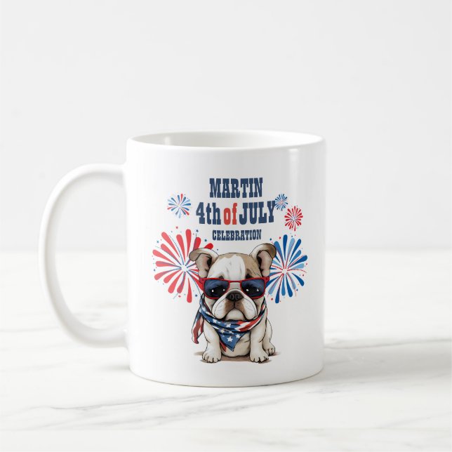 Mug 4 juillet Fête de l'Indépendance Rouge Blanc Bleu  (Gauche)