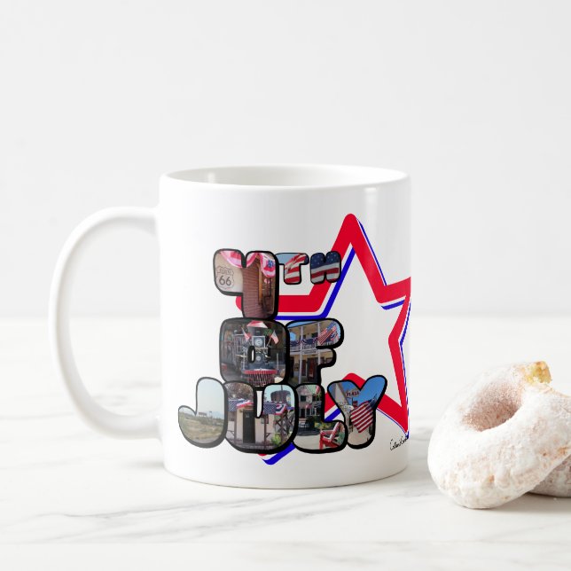 Mug 4 juillet Grande Lettre étoilée (Avec donut)