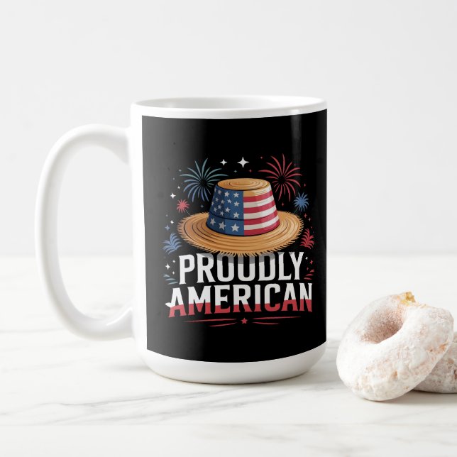 Mug 4 juillet patriotique - Fièrement américain (Avec donut)