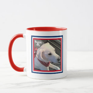 Mug 4 juillet Rouge Blanc Bleu mou Chien portant l'éch