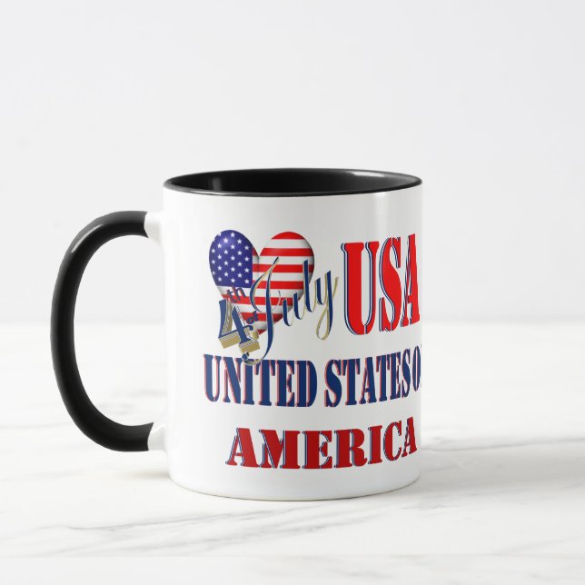 Mug 4 juillet USA T-Shirt Classic Round Sticker Coff (Gauche)