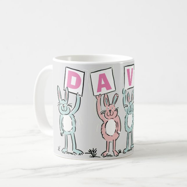 Mug 4 Lettre Nom Fun Rabbit Design (Devant gauche)