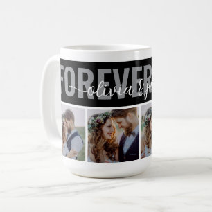 Mug 4 noms de couple Collage photo pour toujours Amour