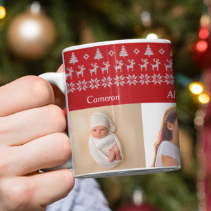 Mug 4 Petits-Enfants Photo Festif Rouge Reindeer de No
