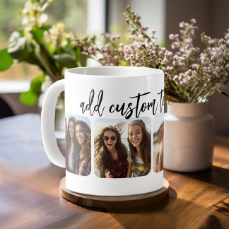Mug 4 Photo Collage avec script de rebond tendance - b