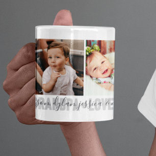 Mug 4-Photos J'aime Papy Noms des petits-enfants