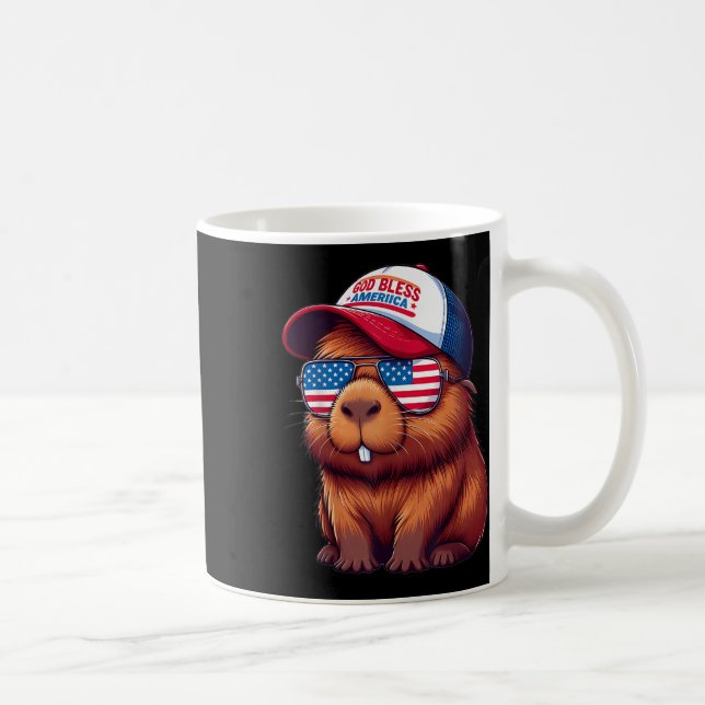 Mug 4th Of July Capybara – God Bless America Hat And P (Droite)