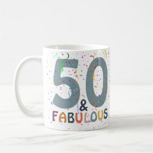 Mug 50 ans et Fabuleux Anniversaire Bleu Typographie M