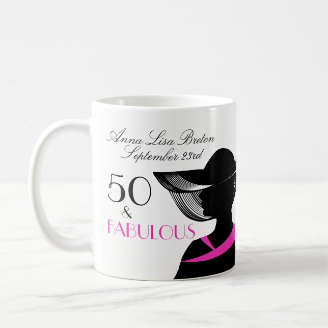 Mug 50 et anniversaire élégant d'art déco fabuleux (Gauche)
