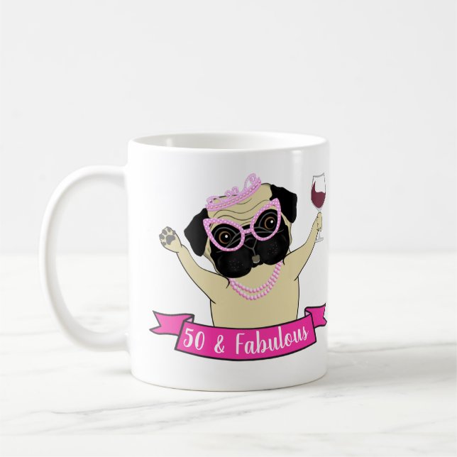 Mug 50 et fabuleux mignon Carlin chien humoristique An (Gauche)