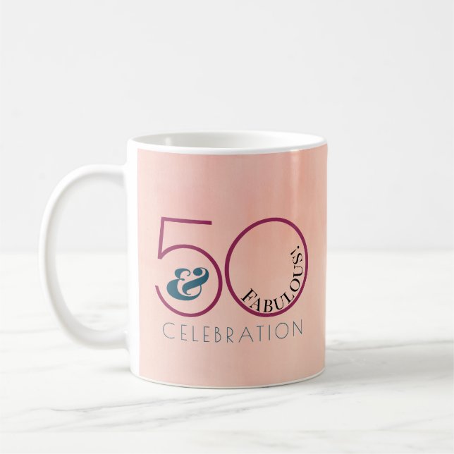 Mug 50 et fabuleux rose Anniversaire Keepsaké (Gauche)
