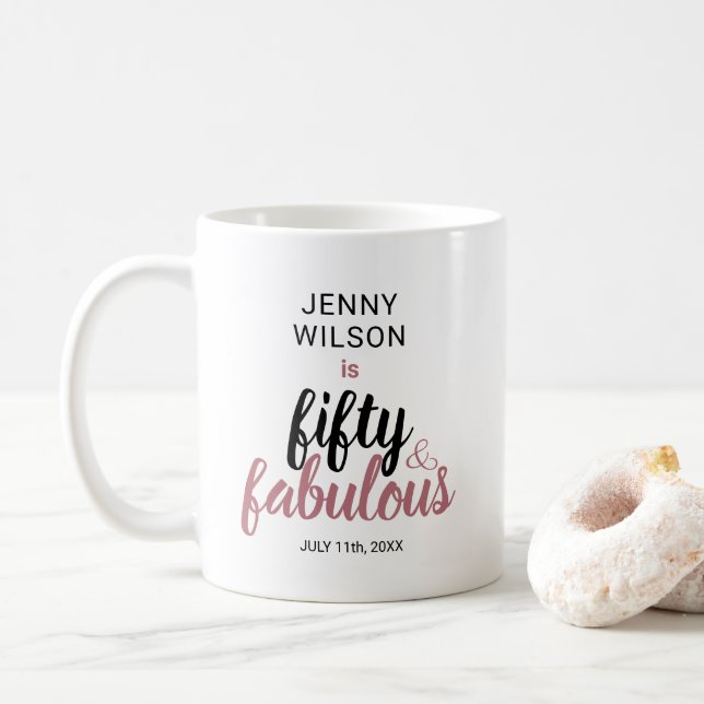 Mug 50 Et Fabuleux Rose Gold Birthday Custom (Avec donut)