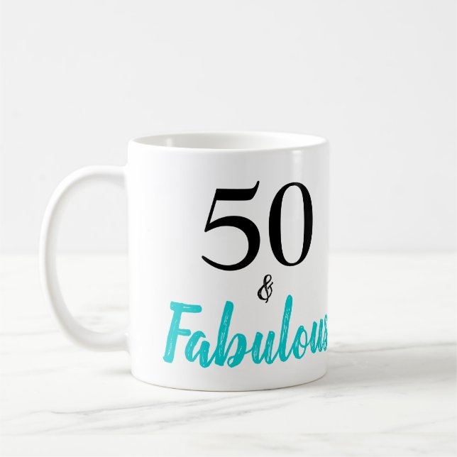 Mug 50 et Fabuleux Turquoise fête d'anniversaire (Gauche)
