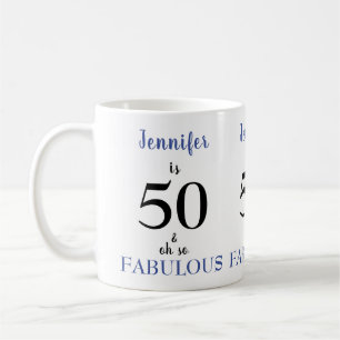 Mug 50 et Fabulous Blue and Black Name