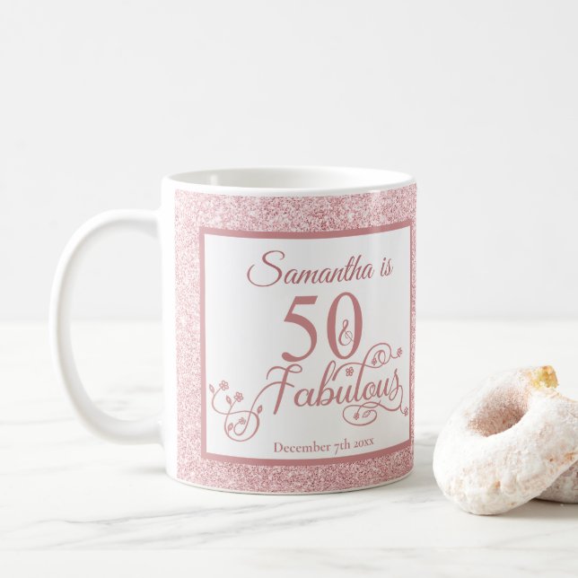 Mug 50 et Fabulous Elegant Rose Parties scintillant (Avec donut)