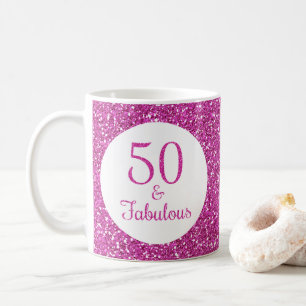Mug 50 & Fabuleux Anniversaire Parties scintillant ros