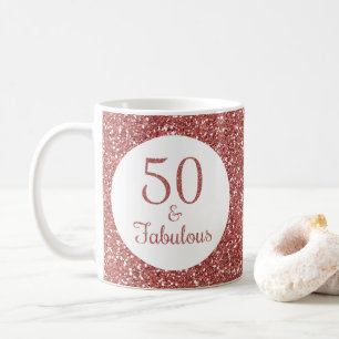 Mug 50 & Fabuleux anniversaire Sparkly Rose Gold Parti