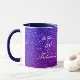 Mug 50 Fabuleux cadeau Anniversaire rose violet Partie