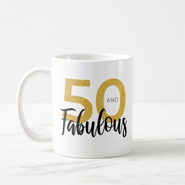 Mug 50 + Fabuleux cadeau de fête 50e anniversaire (Gauche)