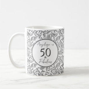 Mug 50 & Fabuleux motif fleuri d'argent décoratif