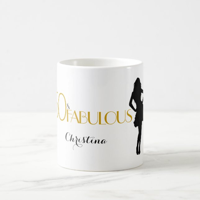 Mug 50 & FABULOUS Moderne 50e anniversaire avec Silhou (Centre)
