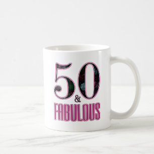 Mug 50 & Fabulux Rose Typographie 50e Anniversaire