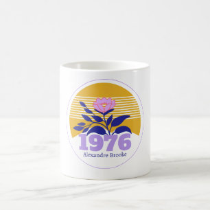 Mug 50e année d'anniversaire soleil floral jaune moder