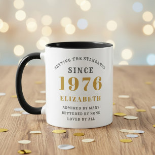 Mug 50e anniversaire 1976 Ajouter un nom Élégant