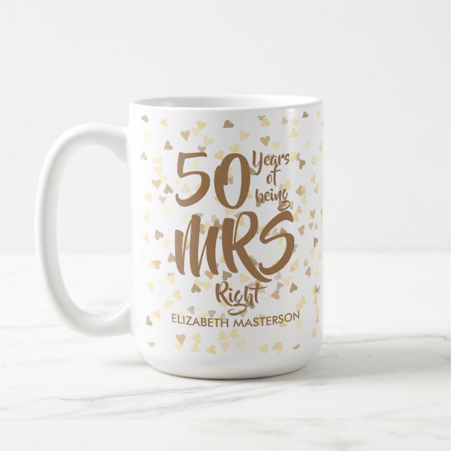 Mug 50e anniversaire de Mariage d'or de Mme Right Fun (Gauche)