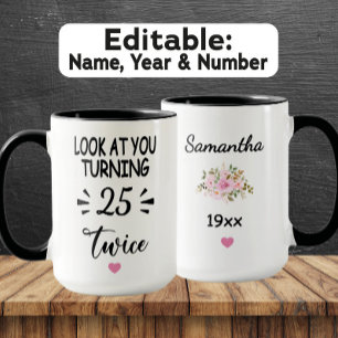Mug 50e anniversaire drôle - Nom personnalisé & année