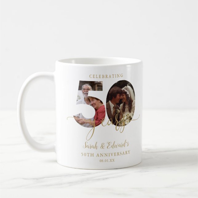 Mug 50e anniversaire du Mariage Gold 2 Photo (Gauche)