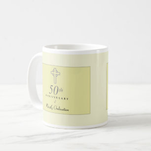 Mug 50e anniversaire du prêtre avec croix bossée