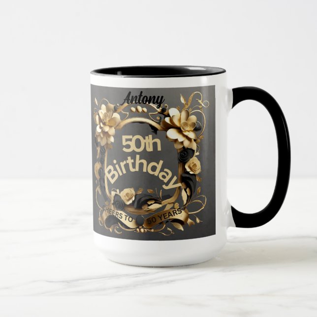 Mug 50e anniversaire Elegant Chic encourage à 50 ans (Droite)