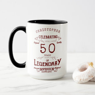 Mug 50e anniversaire Légendaire Nom Vintage Légende ro