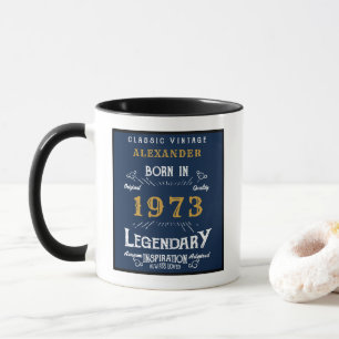 Mug 50e anniversaire Né 1973 Retro Black Blue