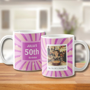 Mug 50e Anniversaire Photo drôle violet