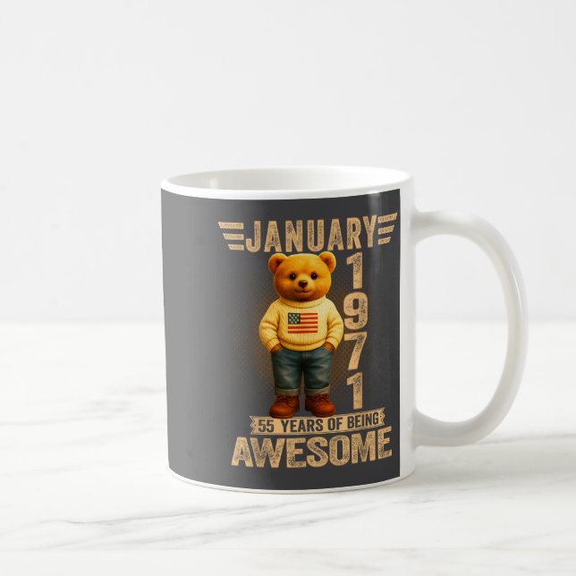 Mug 55 Year Old January 1971 Teddy Bear 55th Birthday  (Droite)