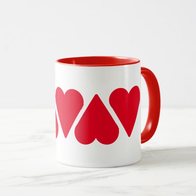 Mug - 5 Coeurs rouges (Devant droit)