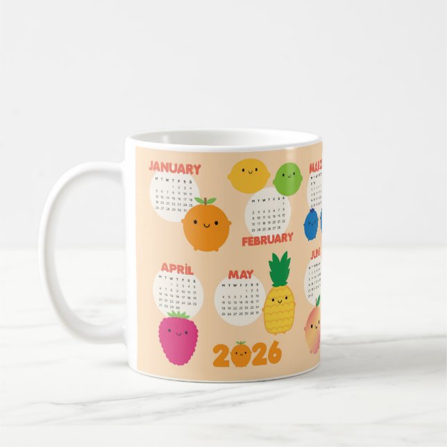 Mug 5 Par Jour Kawaii Fruits 2026 Calendrier (Gauche)