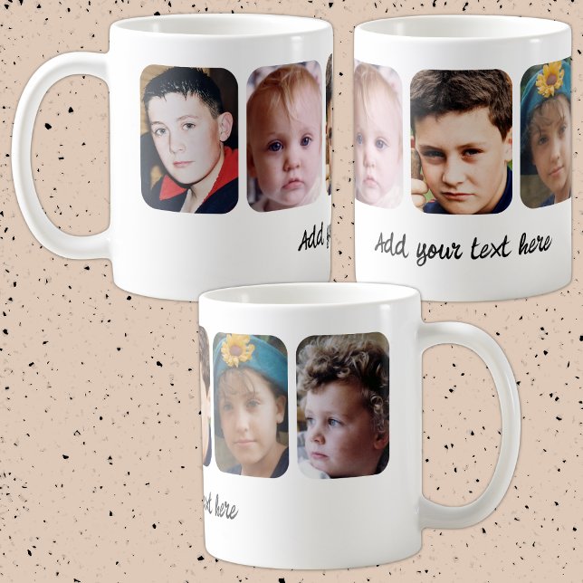 Mug 5 photo collage add text white (Créateur téléchargé)