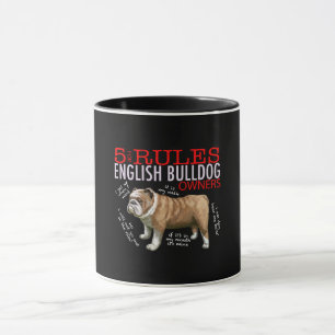 Mug 5 Règles pour les propriétaires de bulldog angla