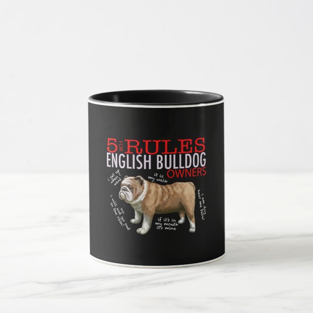 Mug 5 Règles pour les propriétaires de bulldog anglais (Centre)