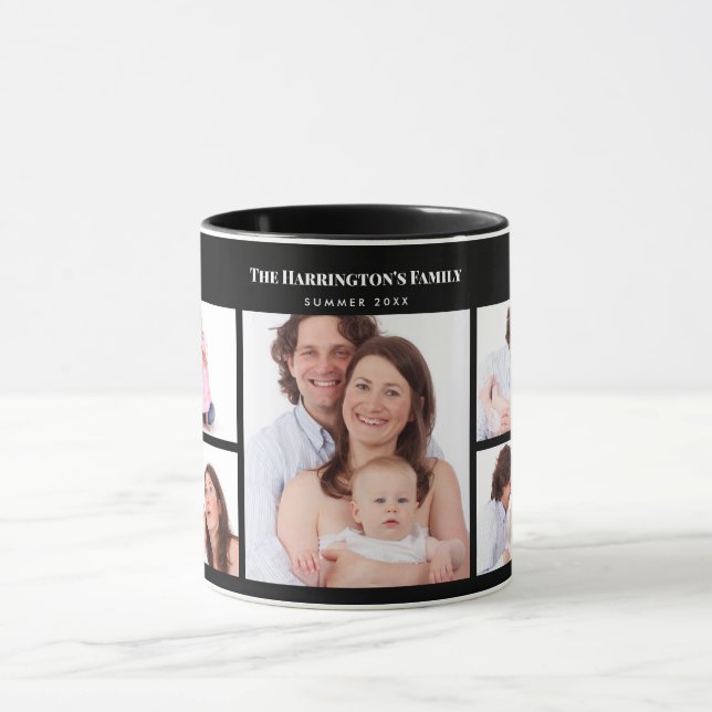 Mug 5 sections Photo personnalisée Simple cadre noir é (Centre)