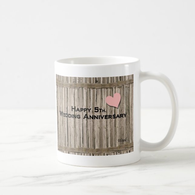 Mug 5ème heureux. Anniversaire de mariage (Droite)
