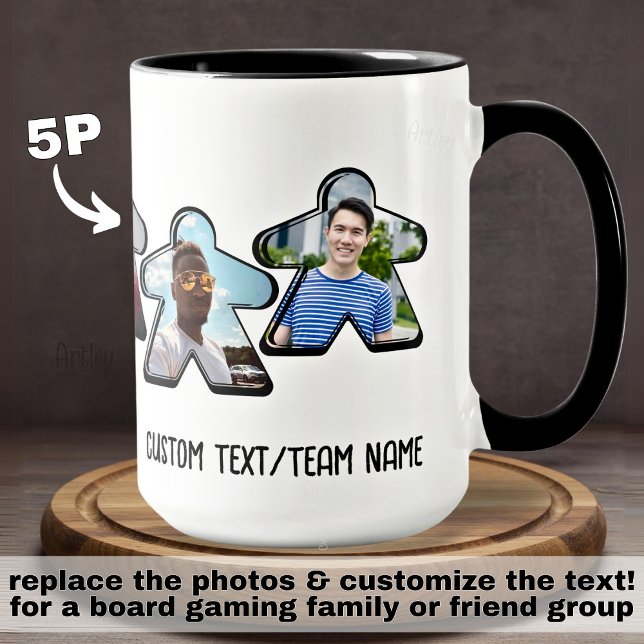 Mug 5P Groupe de jeu de cartes photo personnalisées (Créateur téléchargé)