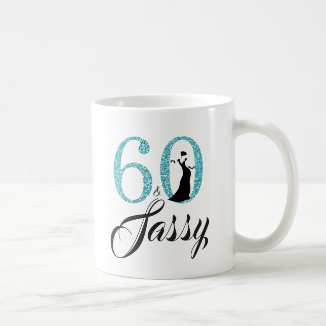 Mug 60 et anniversaire de parties scintillantes bleues (Droite)