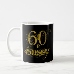 Mug 60 et Sassy 60e Anniversaire en Faux Or sur Fond N