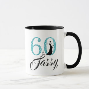 Mug 60 et Sassy Blue Parties scintillant 60e anniversa