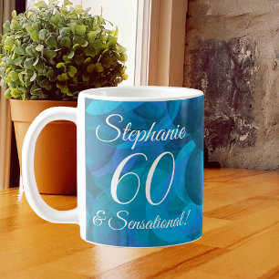Mug 60 et Sensational Elegant Ocean Blue Anniversaire